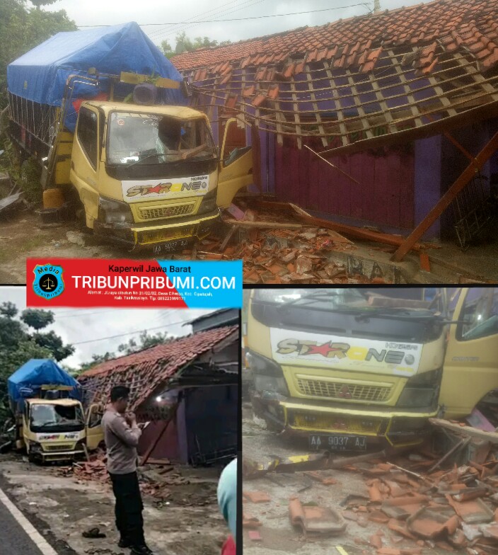 Mobil Bermuatan Gula Hantam Rumah Warga di Jalur Bubujung Cipatujah, Sopir Diduga Mengantuk