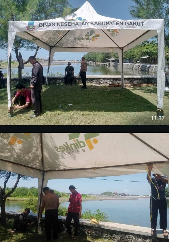 Polsek Cibalong Bersama Petugas Kesehatan Siapkan Pos Pengamanan Idul Fitri 1446 H di Pantai Karang Paranje